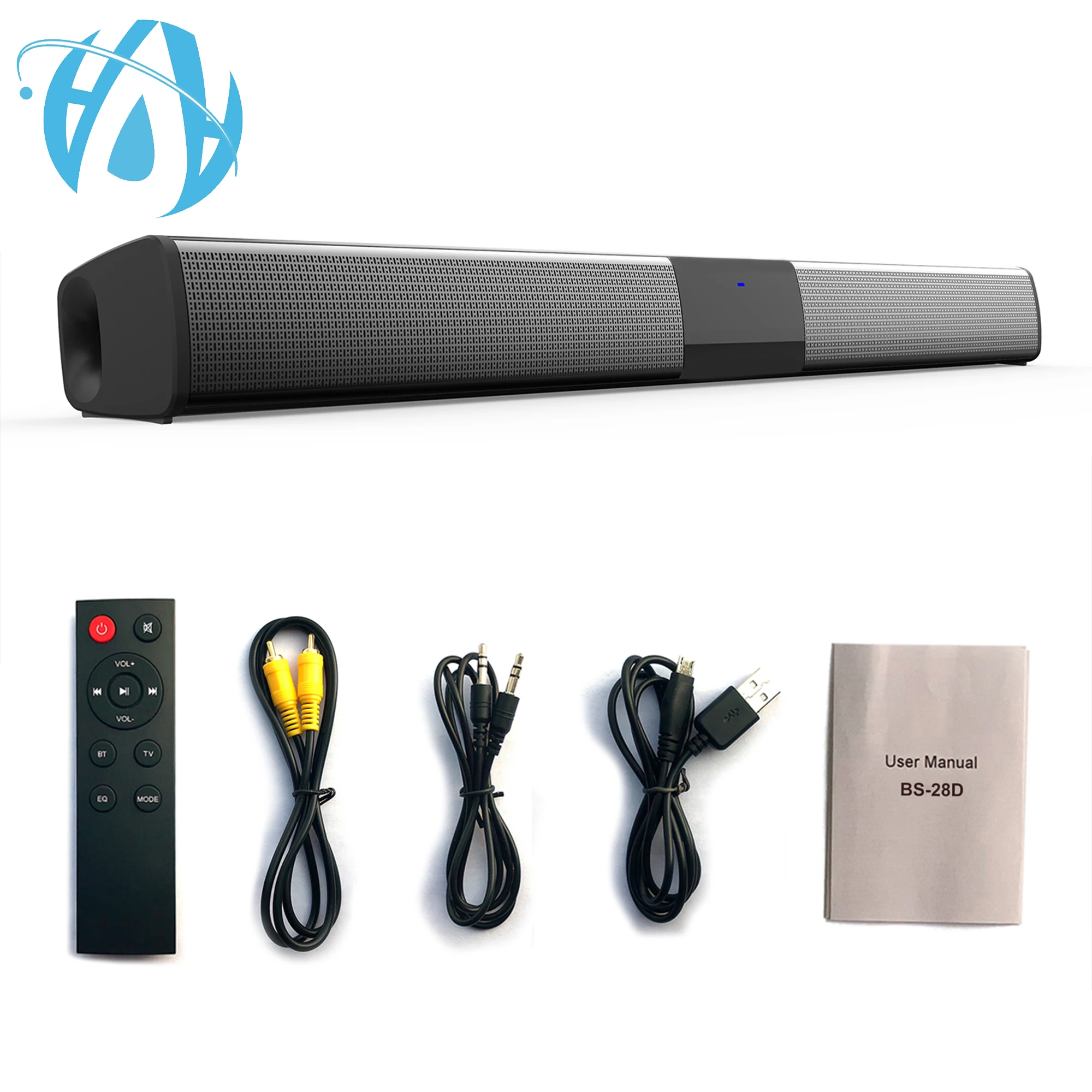Good 22inch New arrival Speaker Home 2.0 Channel Black Bluetooth sound bar 20W with coaxial for TV