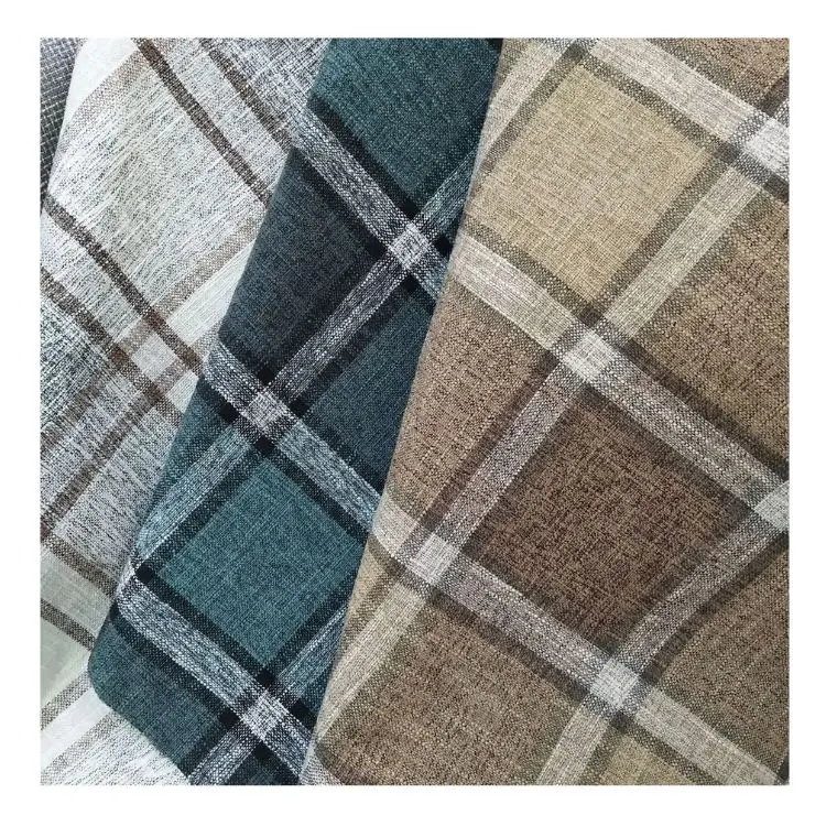high quality multiple colors price upholstery plaid linen sofa clothes fabric