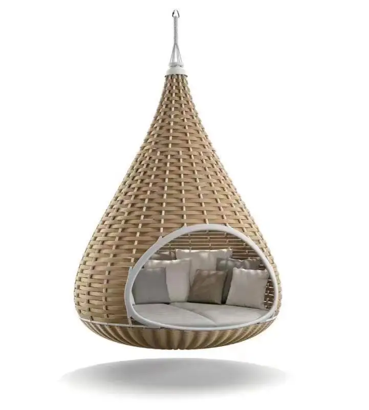 Уличная плетеная кровать-гнездо, патио, ротанговая пластиковая пляжная Роскошная садовая навес, Солнцезащитная кровать