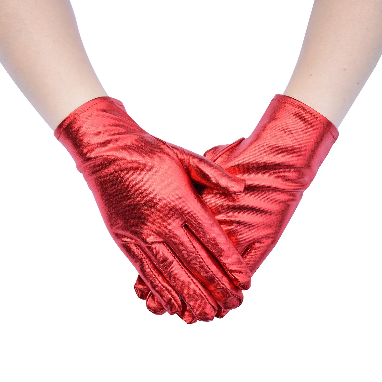 Glitter leather play punk pole dance gloves Short patent leather dance stage performance etiquette gloves