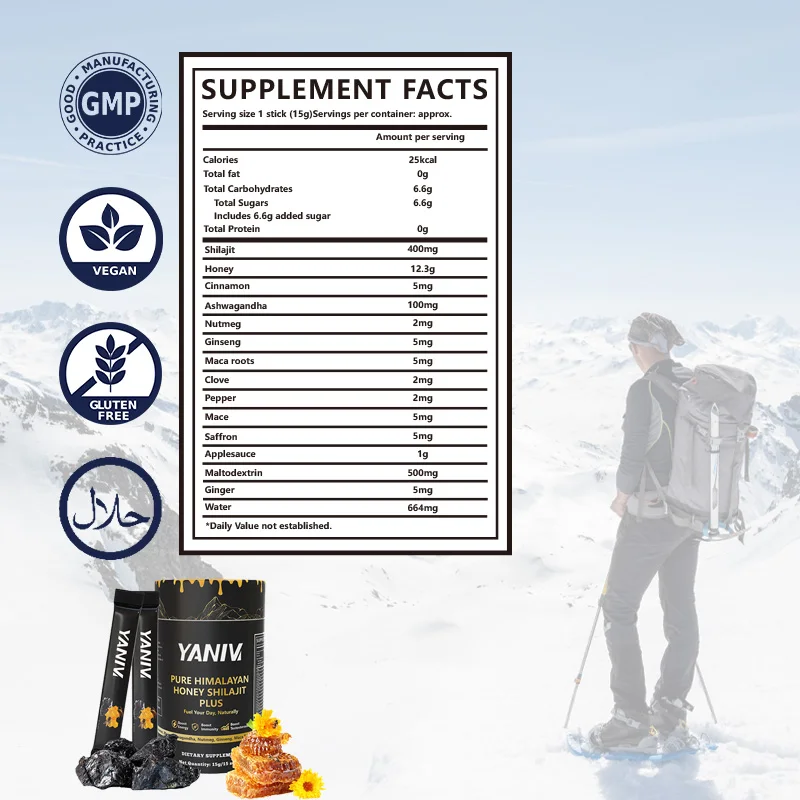 Original Factory Pure Himalayan Shilajit Honey Sticks Drinks OEM ODM Supplement Custom Honey Shilajit Jelly Sticks with GMP