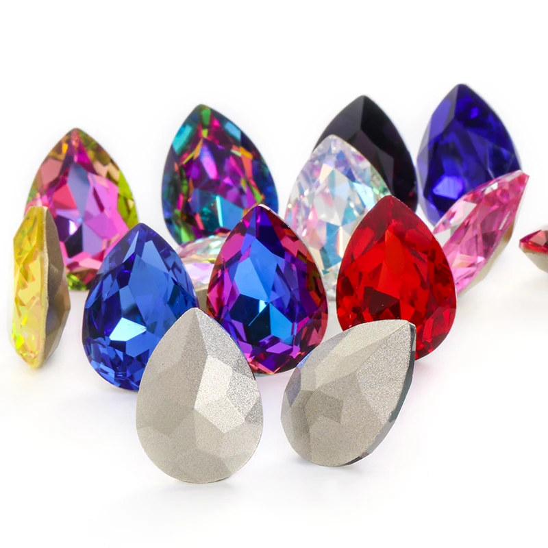 Xichuan Drop Fancy Stones Strass Nail Art Supplies Diamond Bling Crystals K9 Glass Point Back Rhinestones DIY Accessories