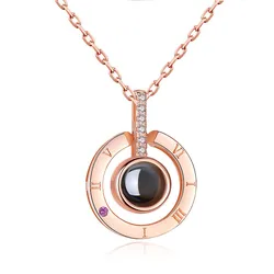 New Stainless Steel Rose Gold/silver 100 Languages I Love You Projection Pendant Necklace Romantic Love Memory Wedding Necklace