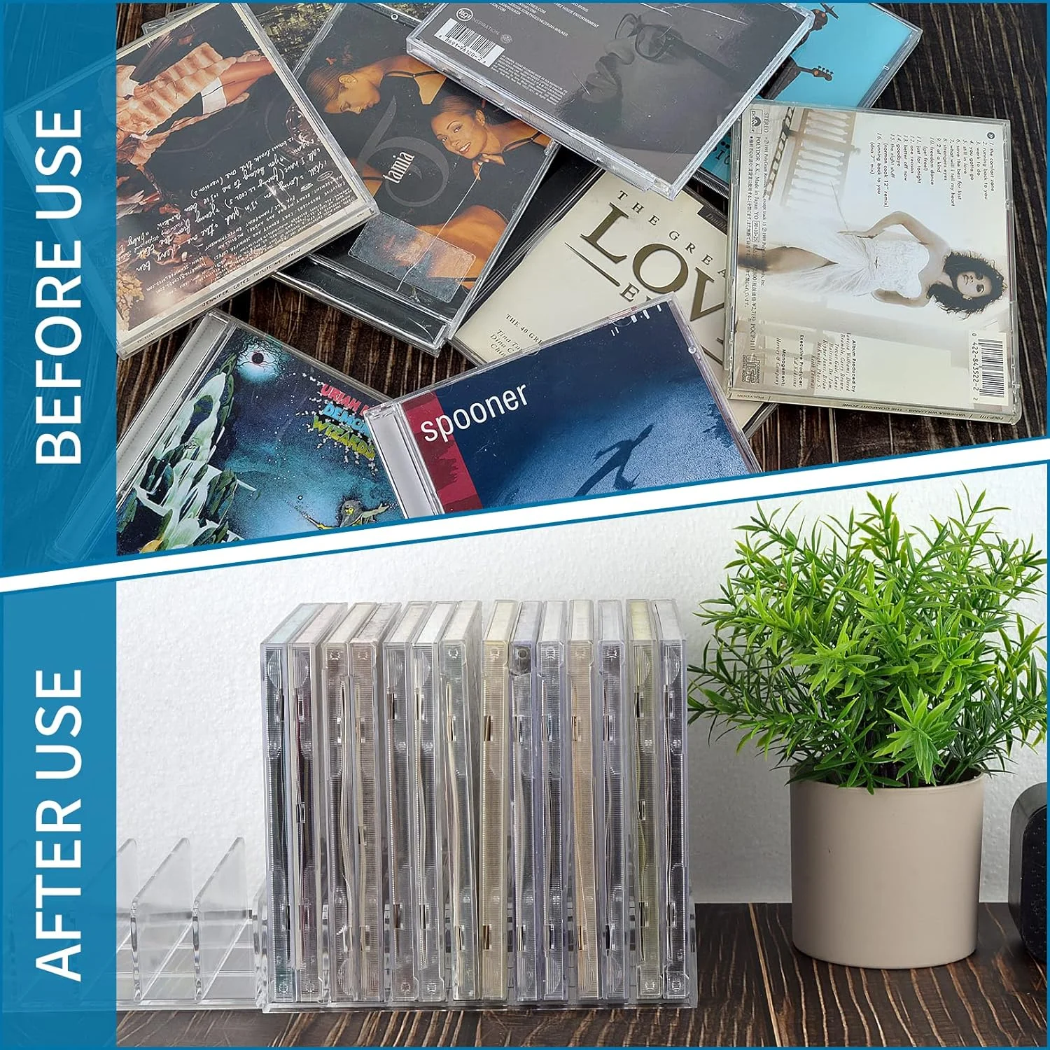 Clear Acrylic cd Holder Acrylic CD Organizers CD Display Rack Holds for Media Shelf Storage and Organization
