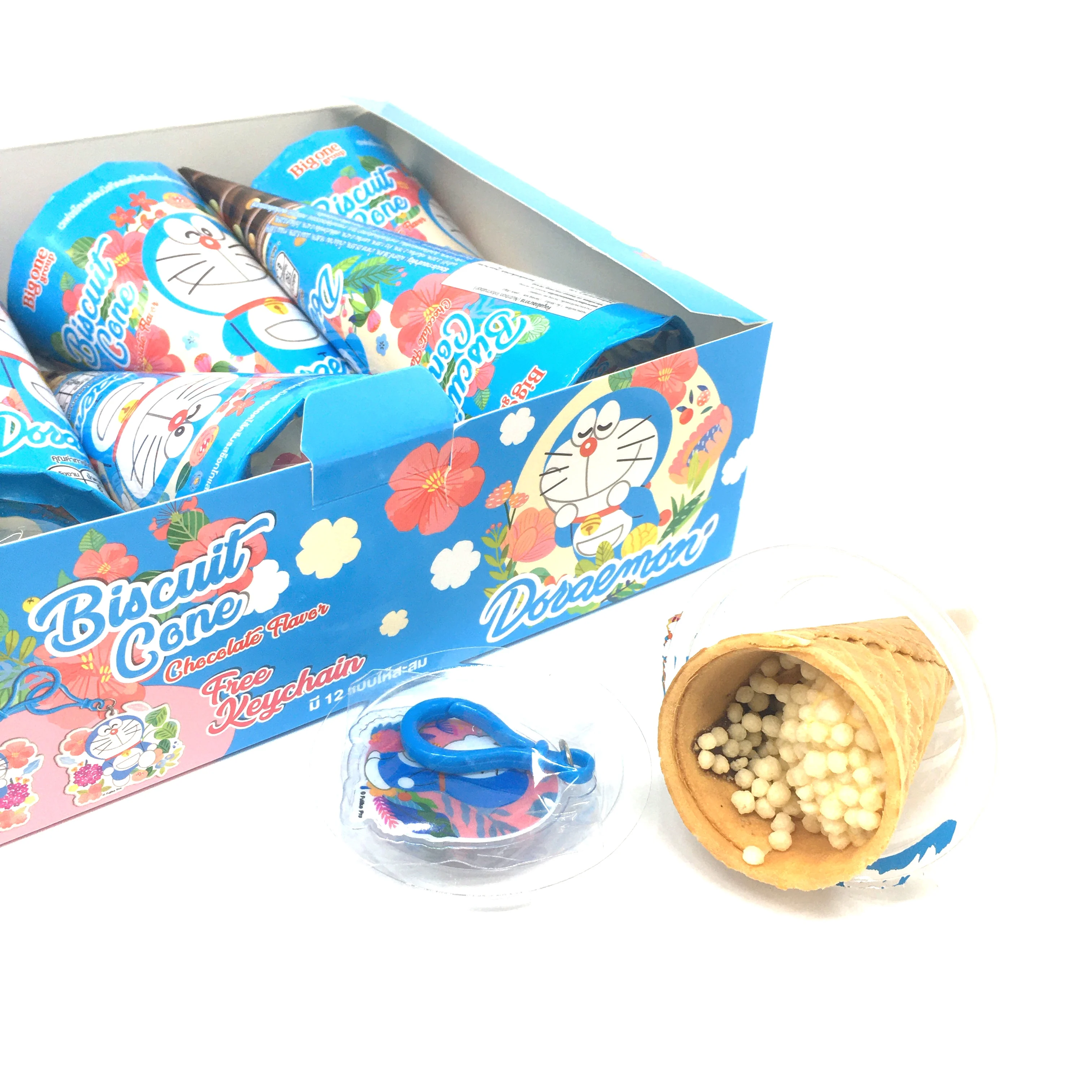  New product wafer custom ice cream chocolate cone with keychain toy