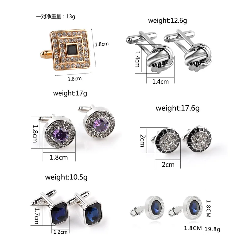 New Austrian Geometry Crystal Cufflinks With Diamonds Sleeve Nail French Twist Cufflinks For Men