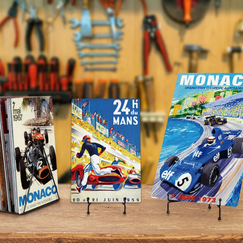 Putuo Decor Hot Sale Vintage Racing Car Metal Tin Signs Retro Man Cave Garage Wall Decor