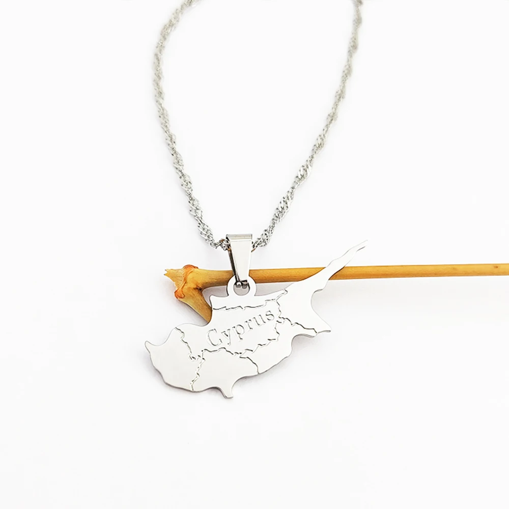 Кипр Карта Ожерелье комплект ювелирных изделий из нержавеющей стали карта колье с подвеской 18k золотые ювелирные изделия Bijoux (украшения своими руками) Acier нержавеющая сталь Joyas