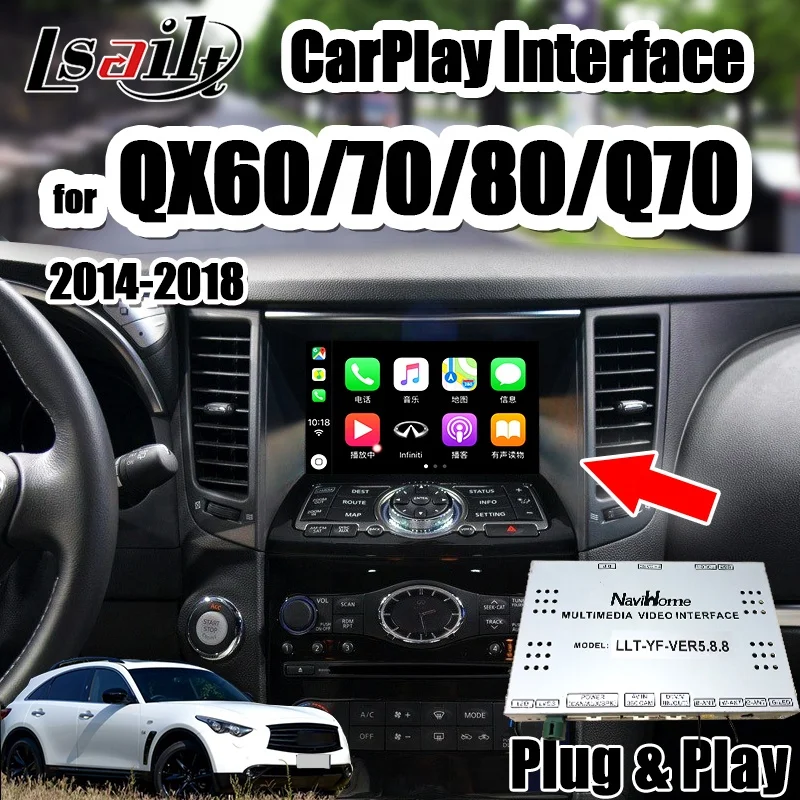  Plug & Play интерфейс CarPlay для Infiniti QX80 QX50 QX60 QX70 2014-2019 поддержка wifi YouTube Android