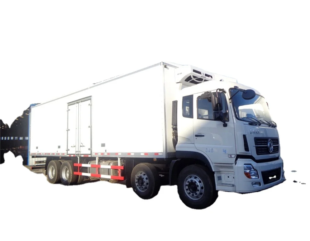 2018 Dongfeng LHD RHD 8x4 12 wheeler 20tons flower heavy duty refrigerated van truck -18 freezer truck for sale