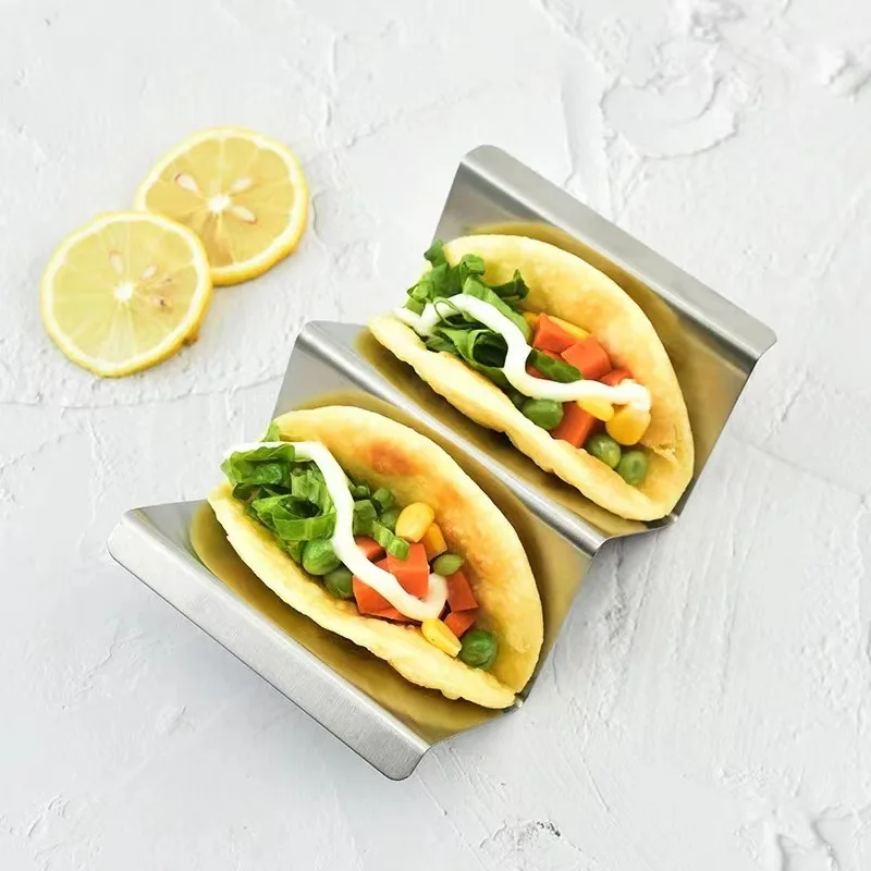Hot Sale Kitchen Gadgets Sustainable Stainless Steel Pizza Taco Holder Rack Stand Plate Tray Taco Holder