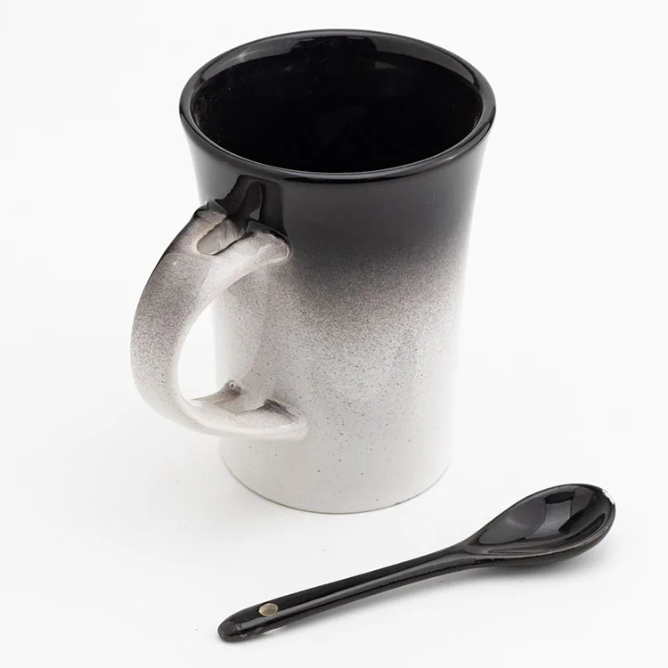 2023 NEW Design Gradient Color Custom LOGO Ceramic Mug with Spoon for party