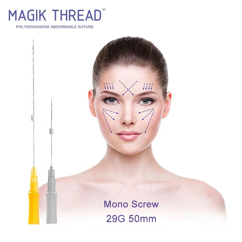 Mono Screw 29G 25MM / 50MM monofilament pdo faden screw thread lifting with pdo gold cog tornado mono screw