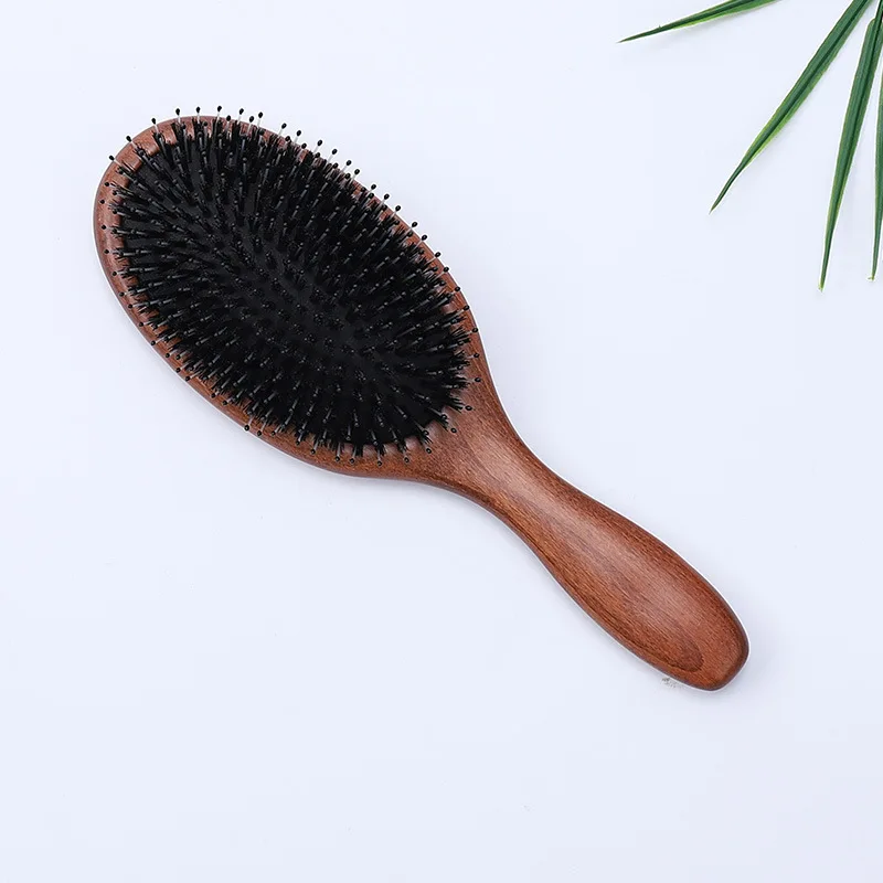 Dry Detangling Brush Beech Wood Hair Comb Boar Bristle Massage Hair Brush