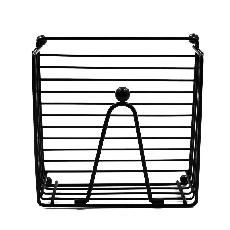 Single-Tier Iron Napkin & Paper Storage Basket Kitchen & Bathroom Standing Holder with Metal Ball for Tool Organization