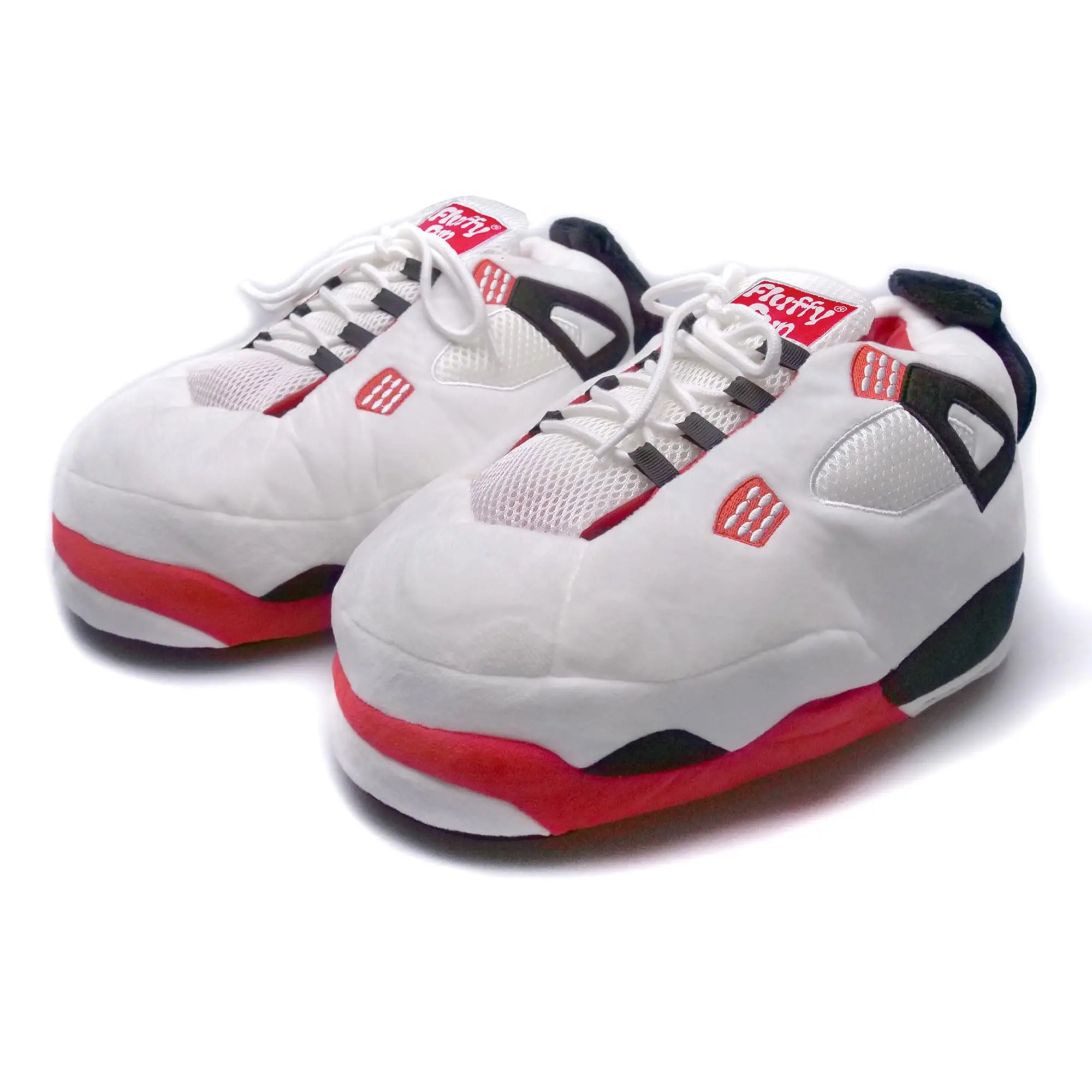 Non-slip Foam Sole Plush Sneakers Slippers AJ4 White M (6.5-8) For Women/Childre