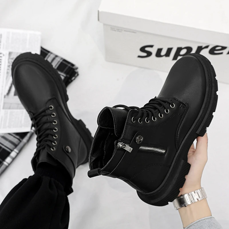 Personalized Leather Boots Zipper Flat Hoodie Harlan Boots Promotion High Quality Ankle Boots 2024 Autumn