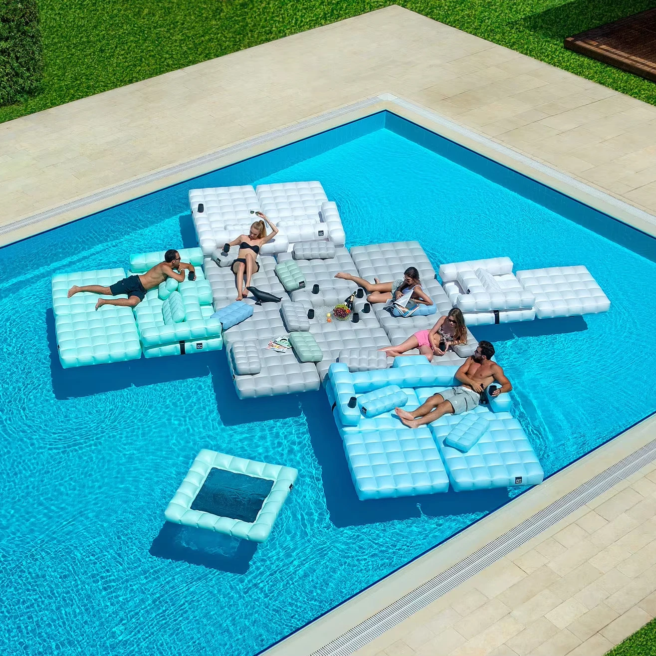 Floating Oasis Inflatable Pool Furniture Floating Pool Loungers Party Island Sofa