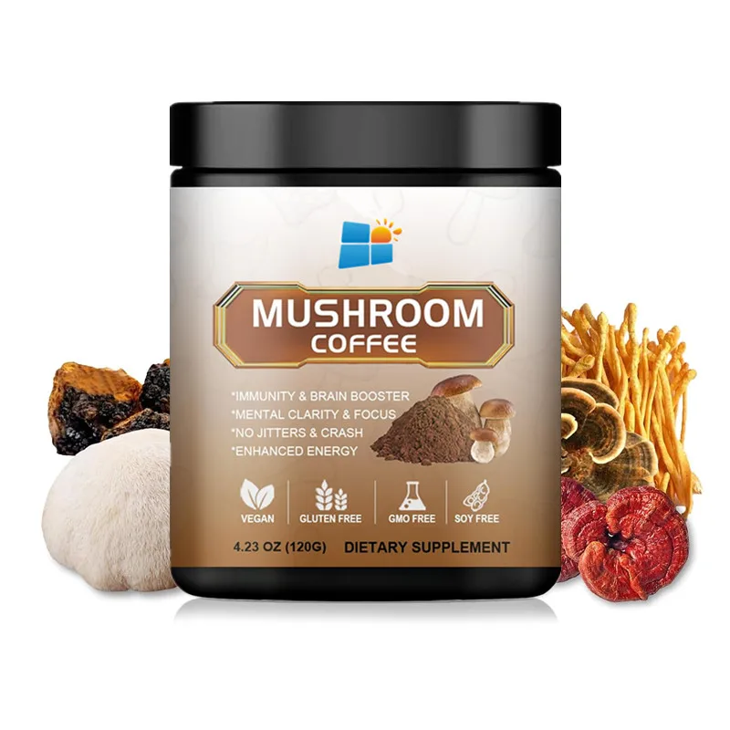 OEM/ODM Instant Mixed Mushroom Coffee Powder Detoxifies Body Reishi Coffee Immune System Booster Mushroom Blend Coffee Powder