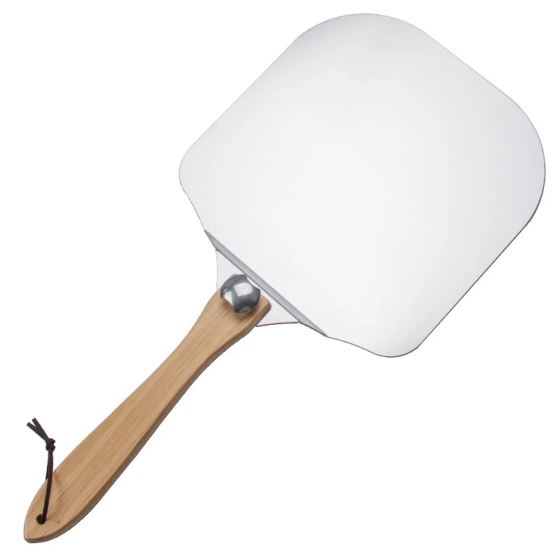 pizza peel non stick metal  aluminum  Pizzapizza turning peel wooden handle Bread  Baking tools   with cutter pizza peel 12*14