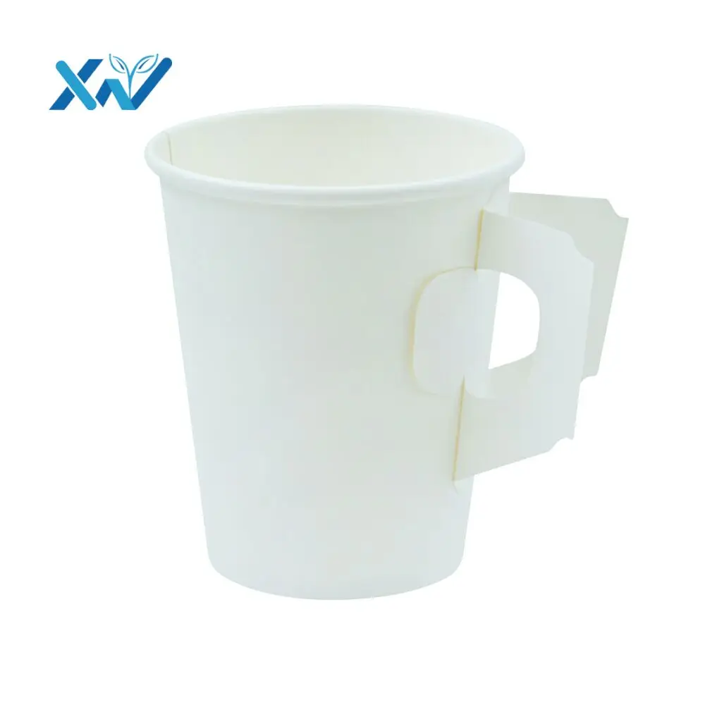 Single Wall Coffee Paper Cups with Handle for Hot Drink from China Custom Logo High Quality Disposable OEM & ODM Accept 20000pcs
