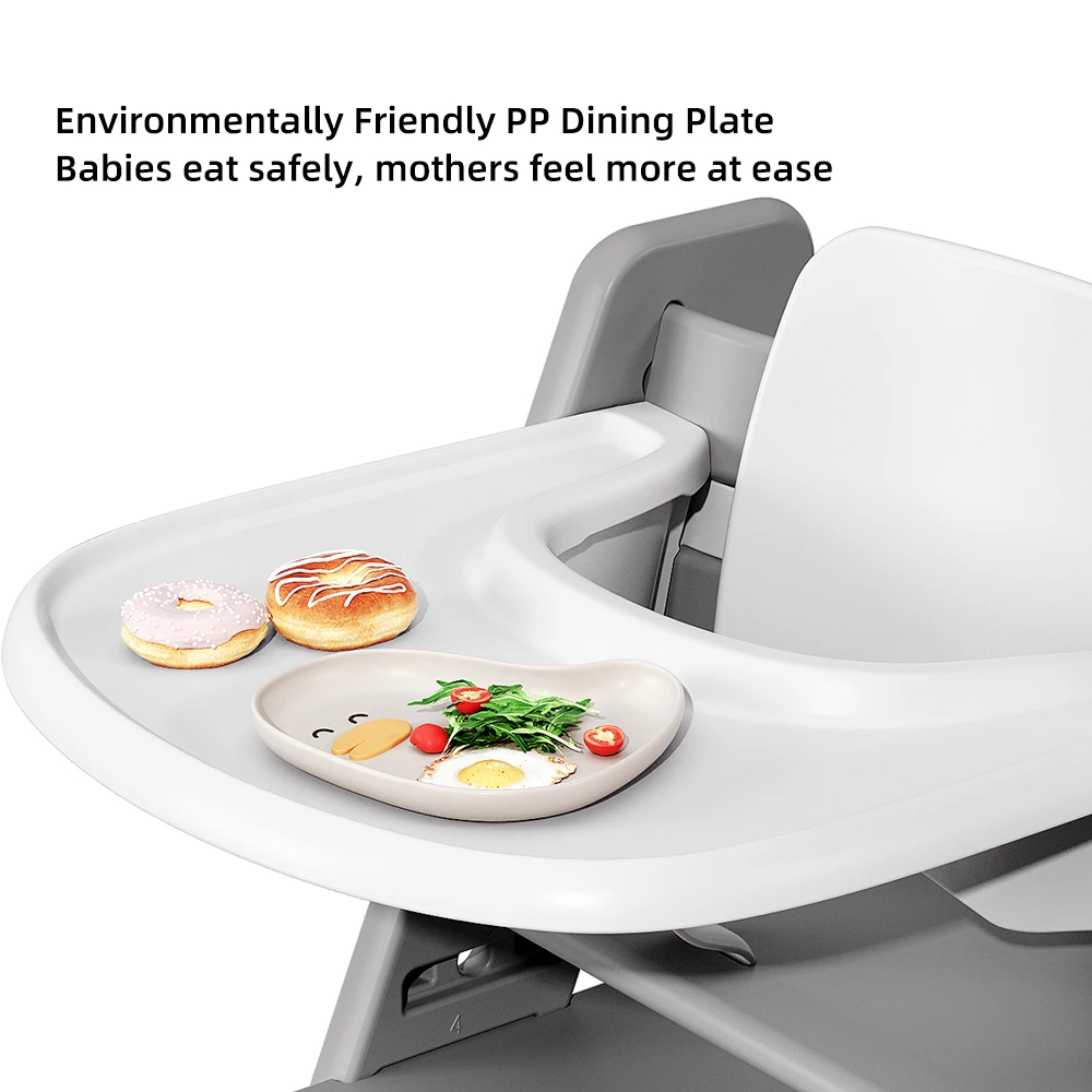 Hot selling Wooden Baby Feeding Chair With Adjustable Foot And Seat Plate Foldable Toddler High Chair For Dining