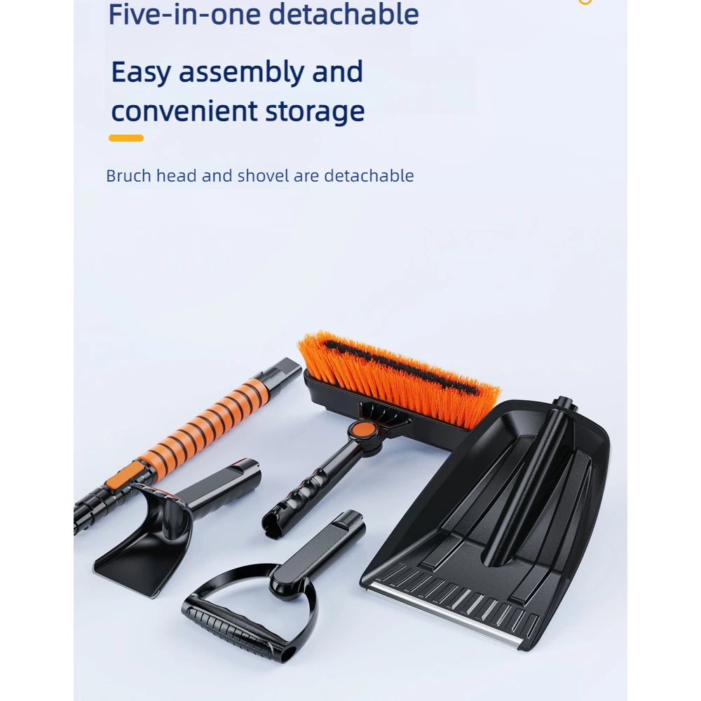 Winter Tools Telescopic Customized Logo 5 In 1 Set  Plastic Snow Cleaning Brushes With Logo Snow Cleaning Brushes For Car