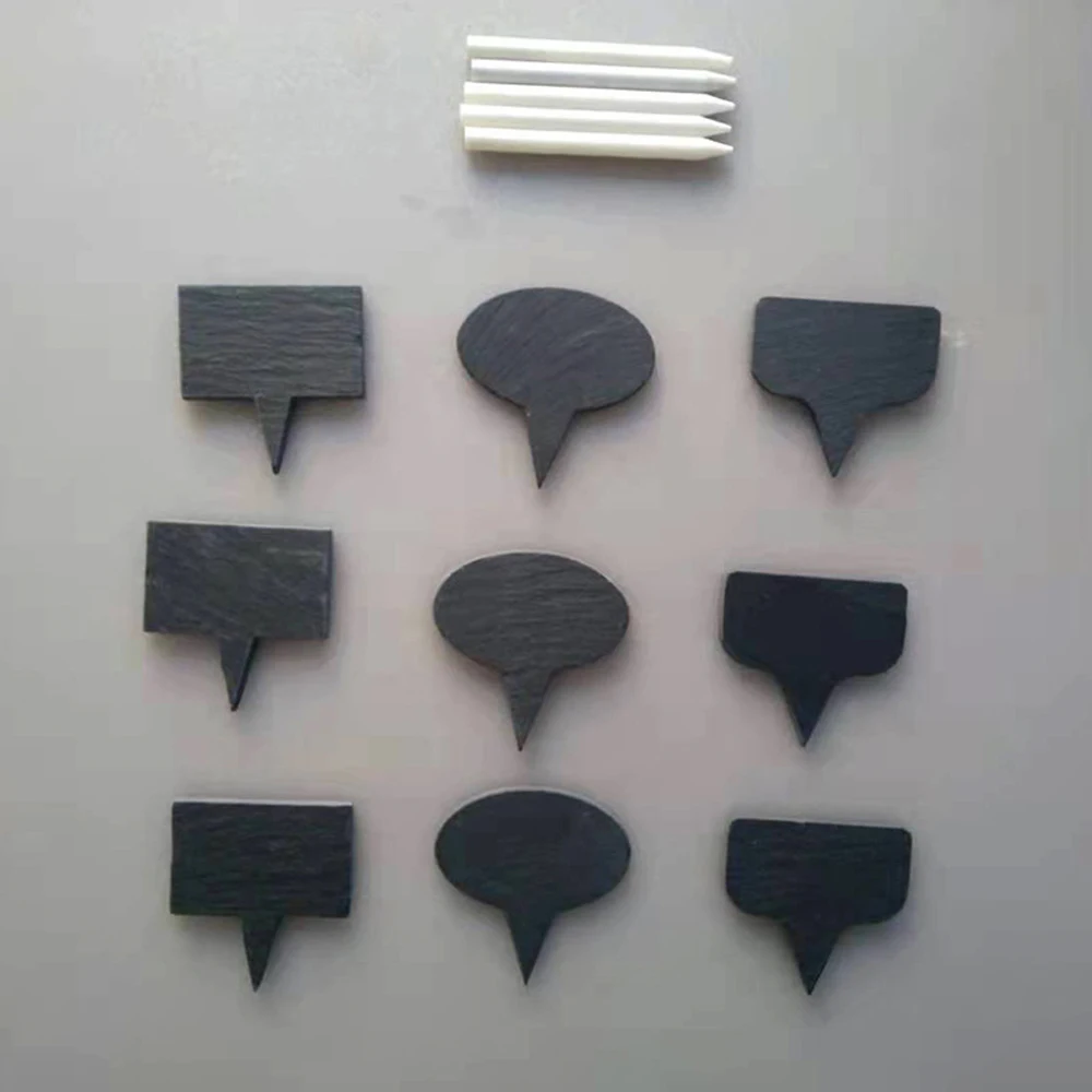 wholesale set 6pcs natural black slate cheese markers tags labels with writing chalk for party dinner wedding