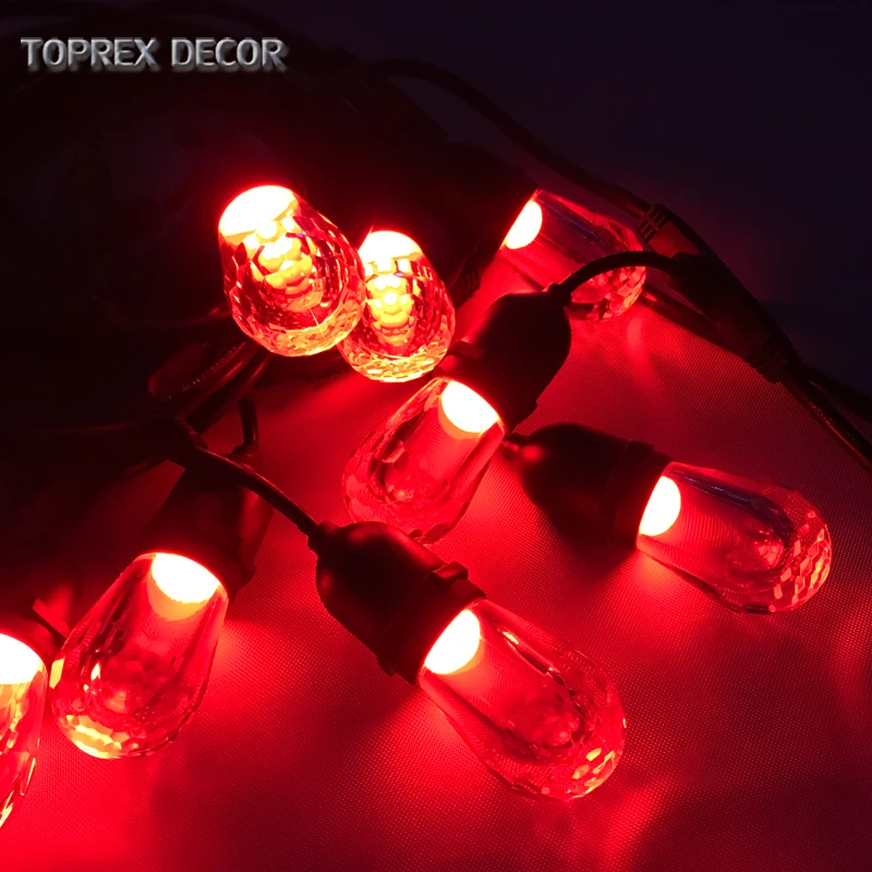 Outdoor E27 Socket LED String Lights RGB Color Changing Commercial Grade Festoon Lighting with 8 Light Effects for Christmas