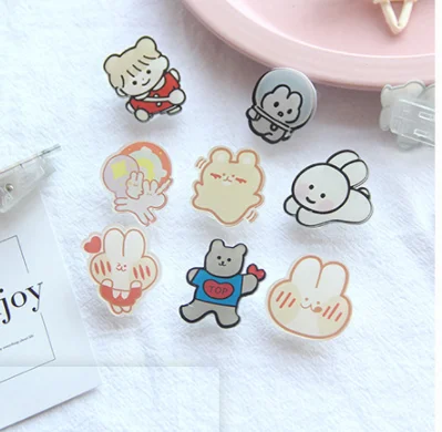 Cartoon acrylic small clip cute girl bag decorative clip student note clip