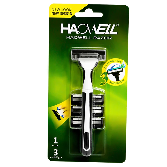 HW-B371DL high quality Stainless steel sharp blade triple 3 three blade disposable shaving razor