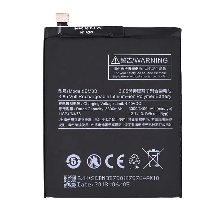 
High quality battery manufacturer mobile phone rechargeable battery for MIX2 MIX 2 BM3B 