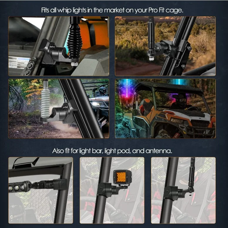 OVOVS 1.5 to 2 Inch UTV Flag Mount Whip Light Mount Antenna Flag Bracket for Polaris RZR 900 1000 XP Pro Turbo Can Am Maverick