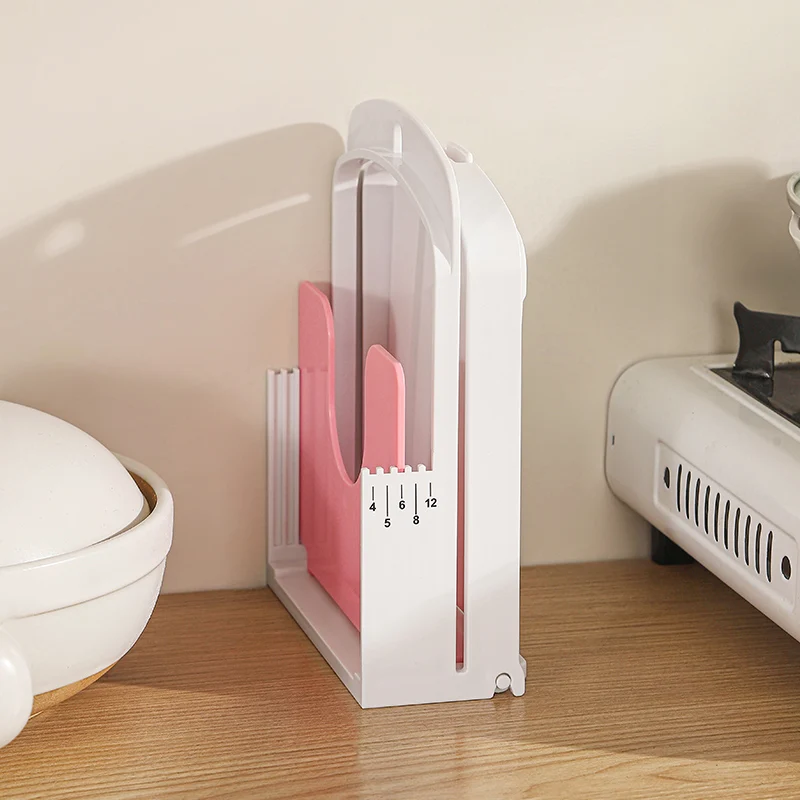 Plastic Foldable Adjustable square Baked Bread Slicer Bread Knife Holder Cutting Guide Toast Rack for Kitchen