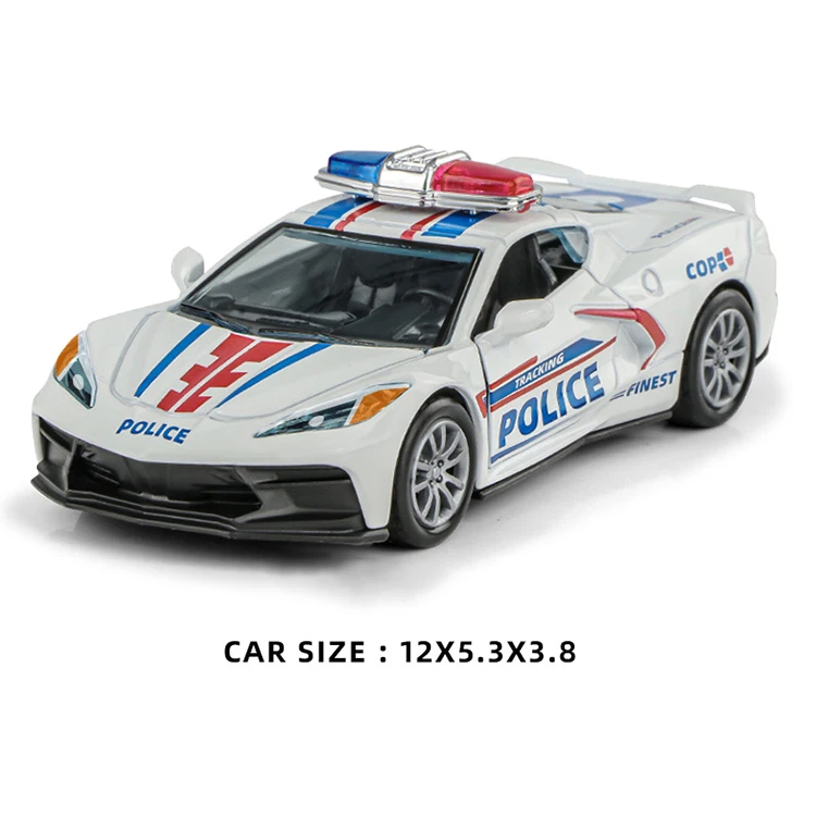 New Trending 1 32 Alloy Pull Back Police Car Metal Open Door Toy Car With Sound And Light Die Cast Car Toys 2ass