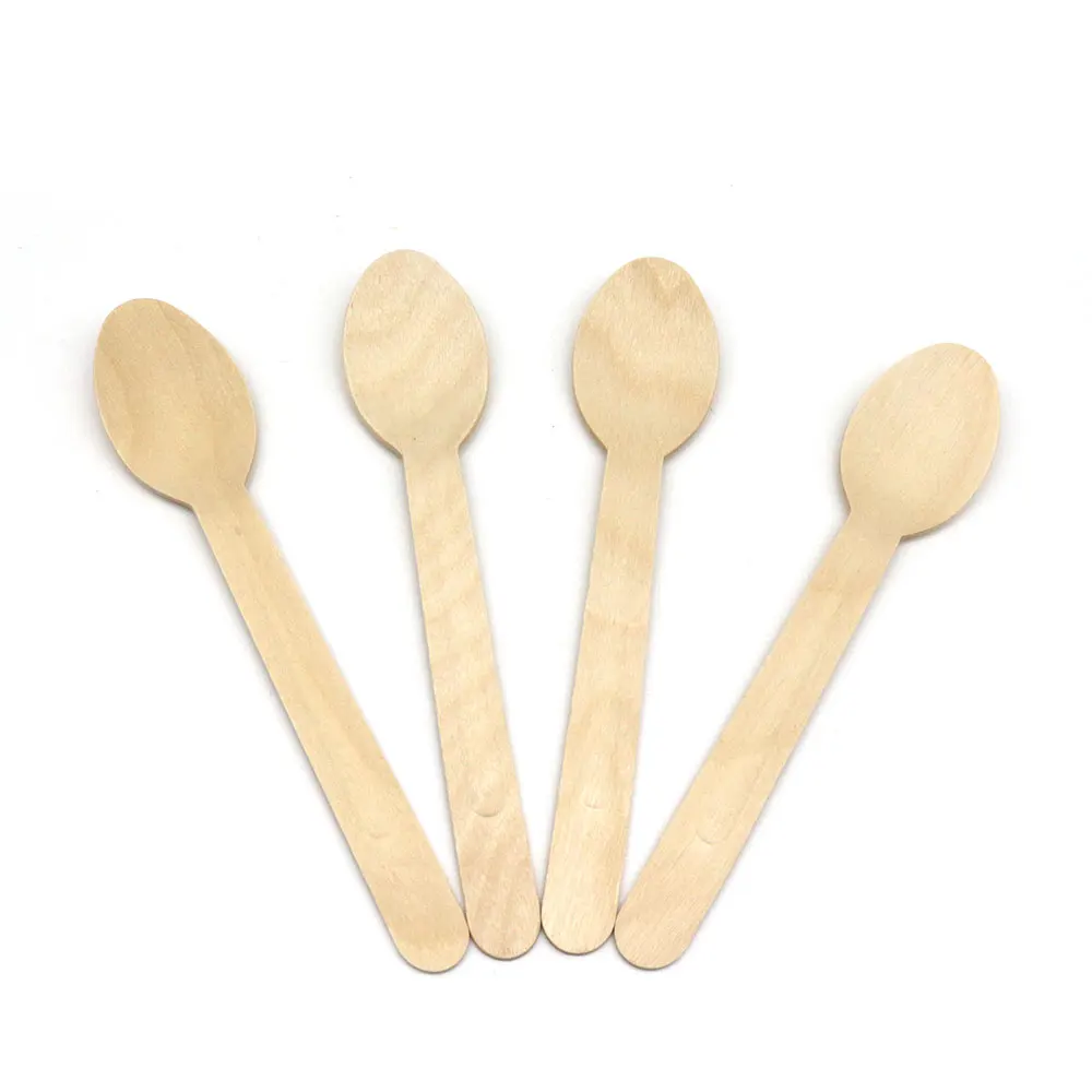 160mm Hump Cheap Disposable Edible Large Novelty Birch Wood Bio Degradable Wooden Serving Spoons