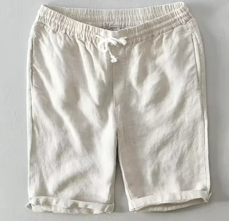 Wholesale new design relaxed fit swim beach cargo navy lightweight drawstring casual linen hemp shorts for men