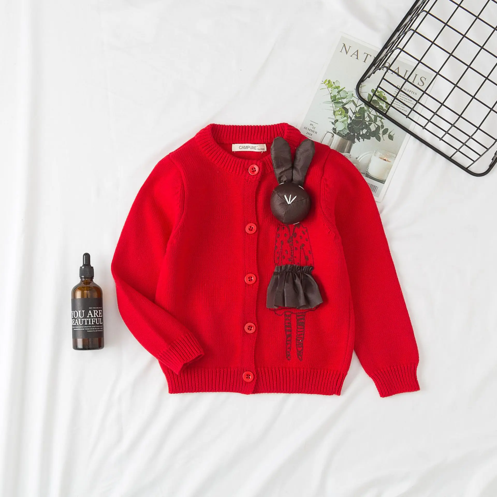 Детский свитер с рисунком куклы ручной работы Хлопковый вязаный кардиган свитеры с героями мультфильмов ручной работы