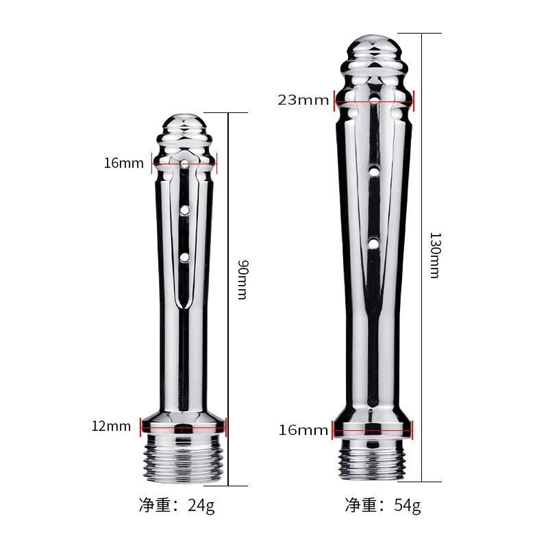 Metal Three Head Irrigator Anal Straight Tube Curved Insertion Type Posterior Enema Cleaning