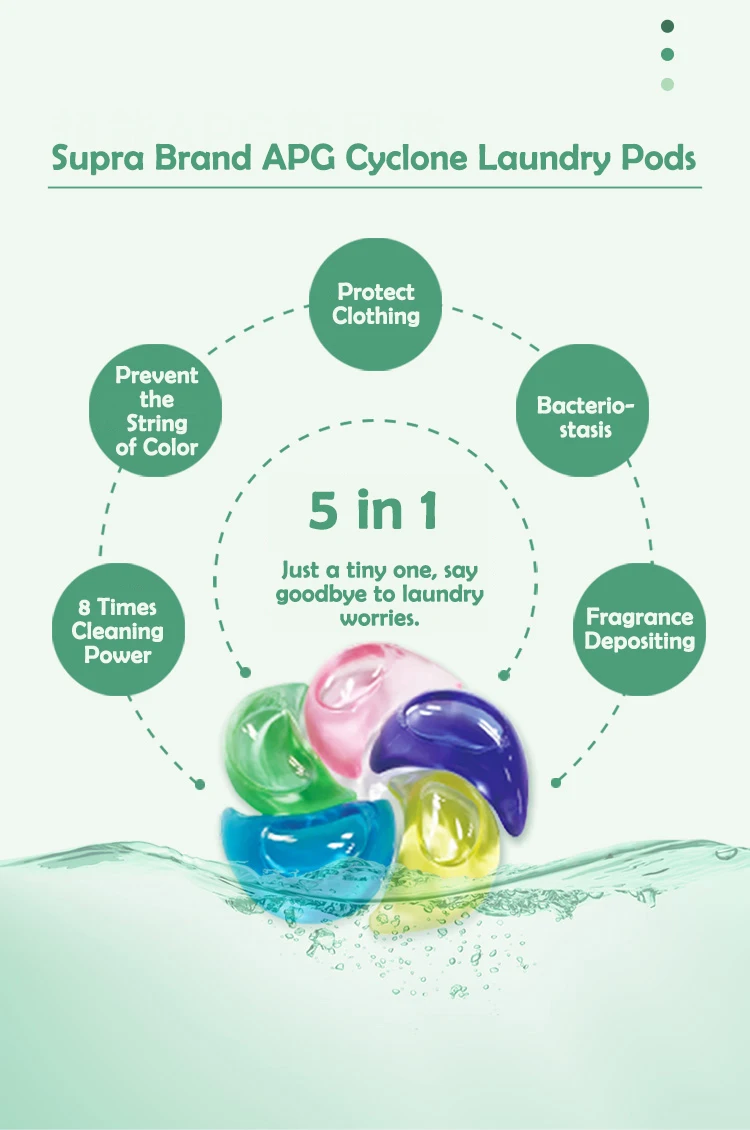 10 Высокое качество бренда Supra очиститель стручки прачечной Прачечная капсула отличная очищающая способность 5 в 1 стиральный порошок