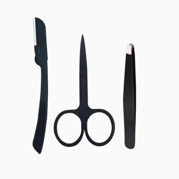 
3PCS Eyebrow Trimming Tool Portable Practical Stainless Steel Durable Eyebrow Trimming Set Eyebrow Grooming Kit 
