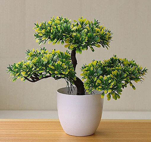 Mini three-pronged welcome pine table pendulum small potted simulation flower bonsai plant home decoration furnishings