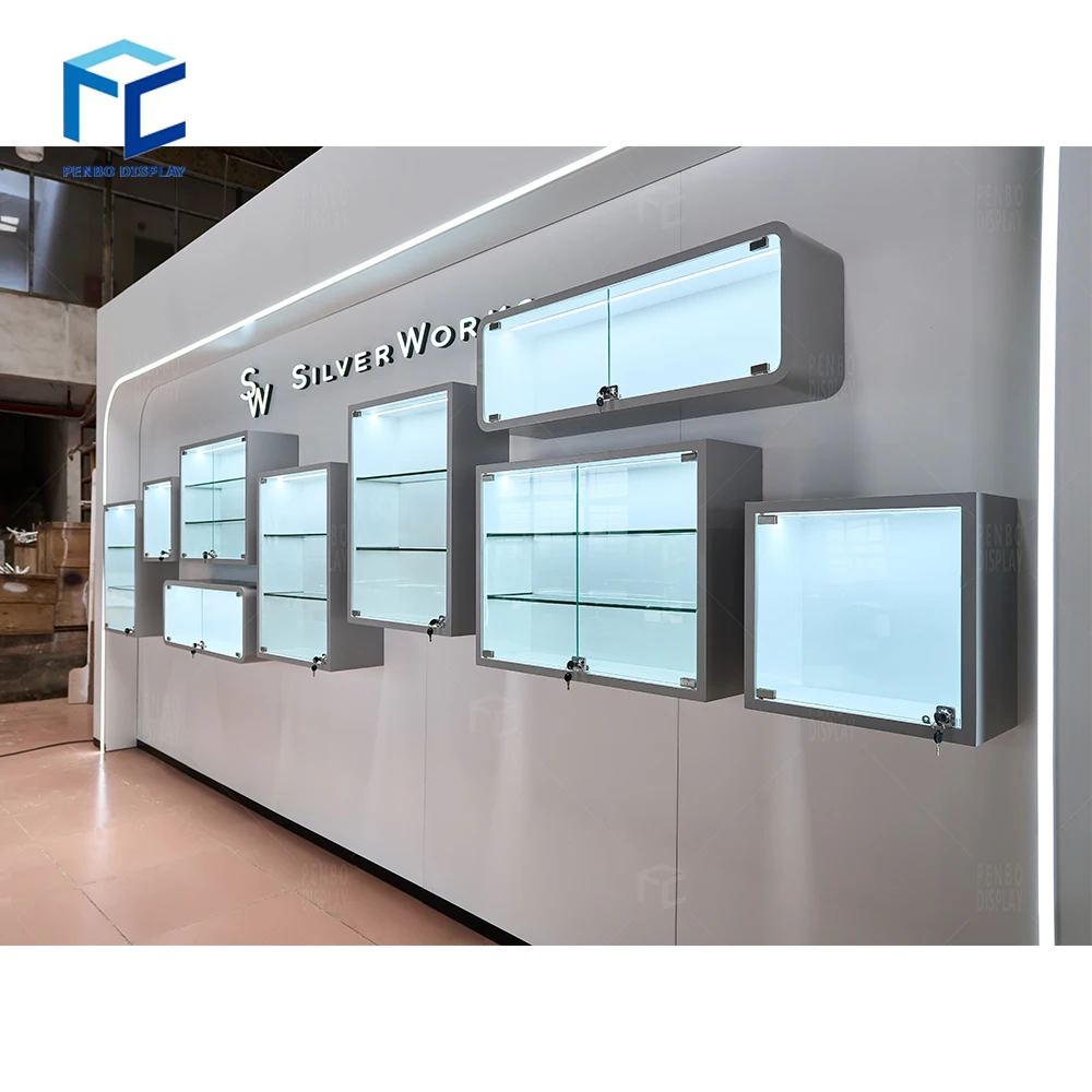 Деревянная стеклянная витрина для ювелирных изделий