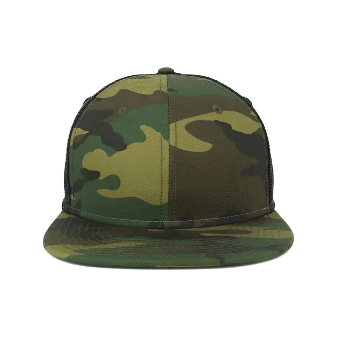 Oversize XXL Blank Camouflage Flatbill Mesh Snapback Cap Mesh Flat High Quality Breathable Gorras Caps For Men Vietnam Headwear