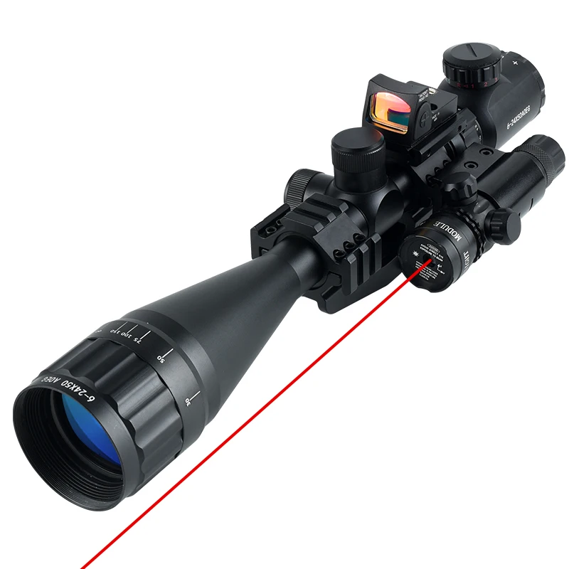 SYQT High Quality Hunting Scope 6-24X50 Optics Red Green Illuminated Sight Scope Set
