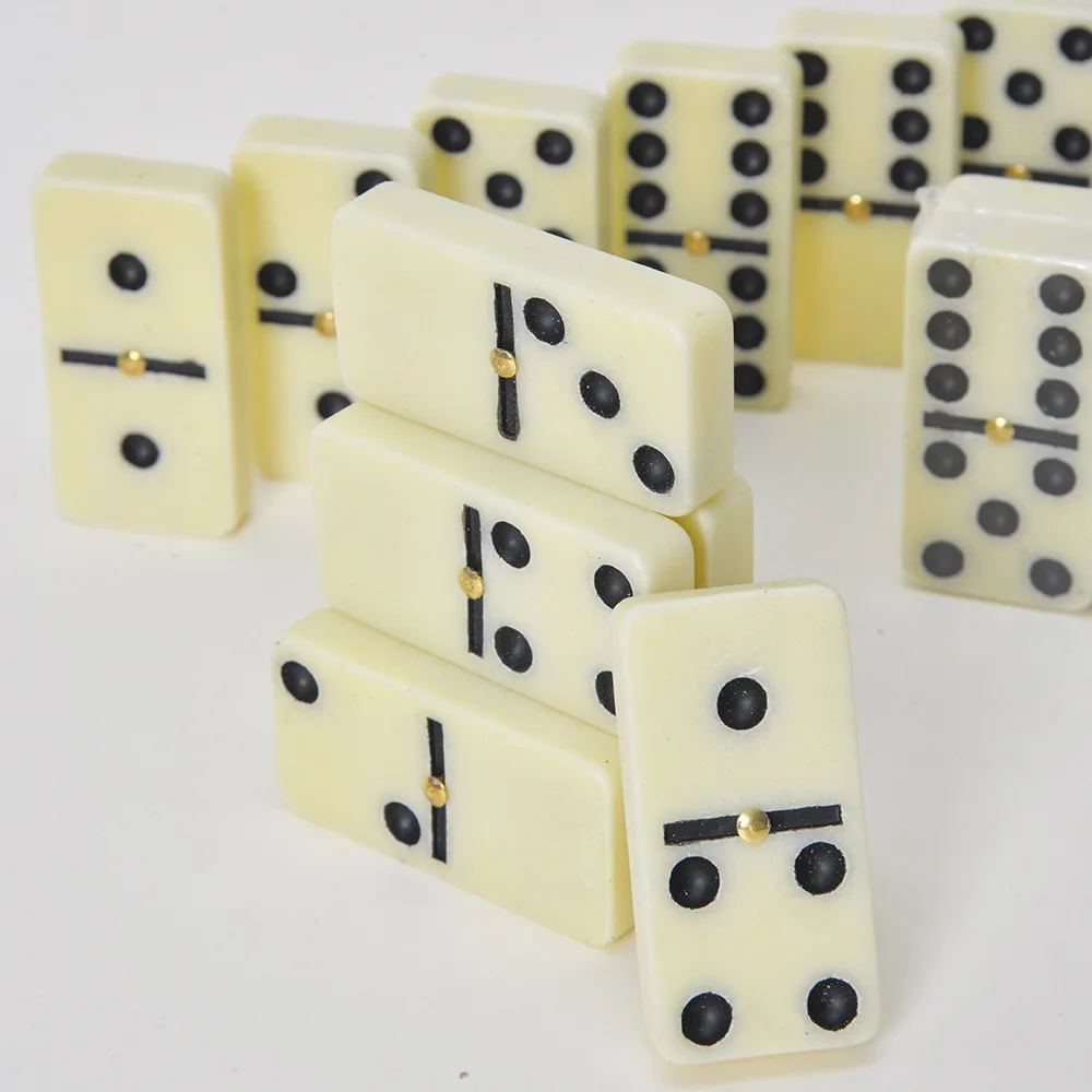 Hot Selling Professional double six dominoes white domino set Black dots with PVC box