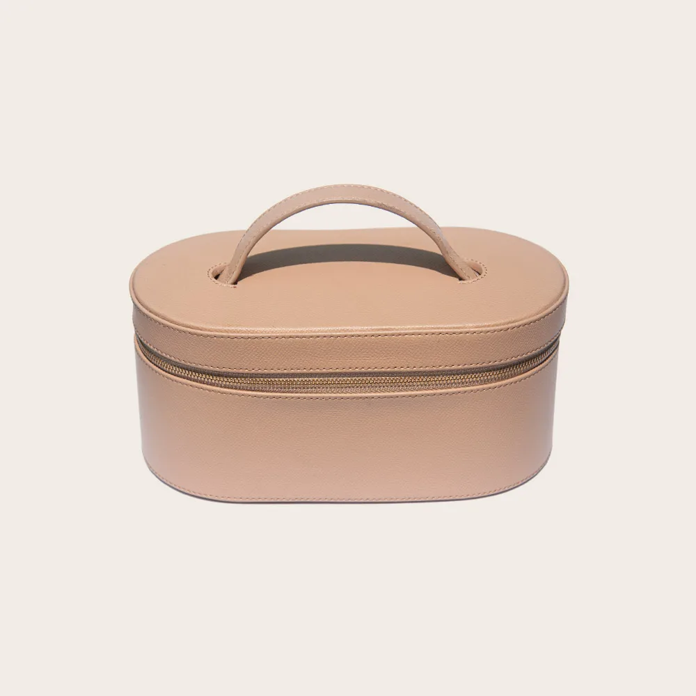 Large storage portable women cosmetic bag custom travel jewelry organizer palm print leather jewelry case