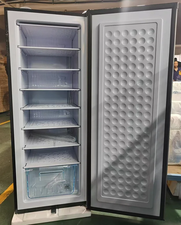 DC 24V 198L 11 layers stainless steel color Fast Cold ICE Water Upright solar Freezer With Solar System solar panel batteries