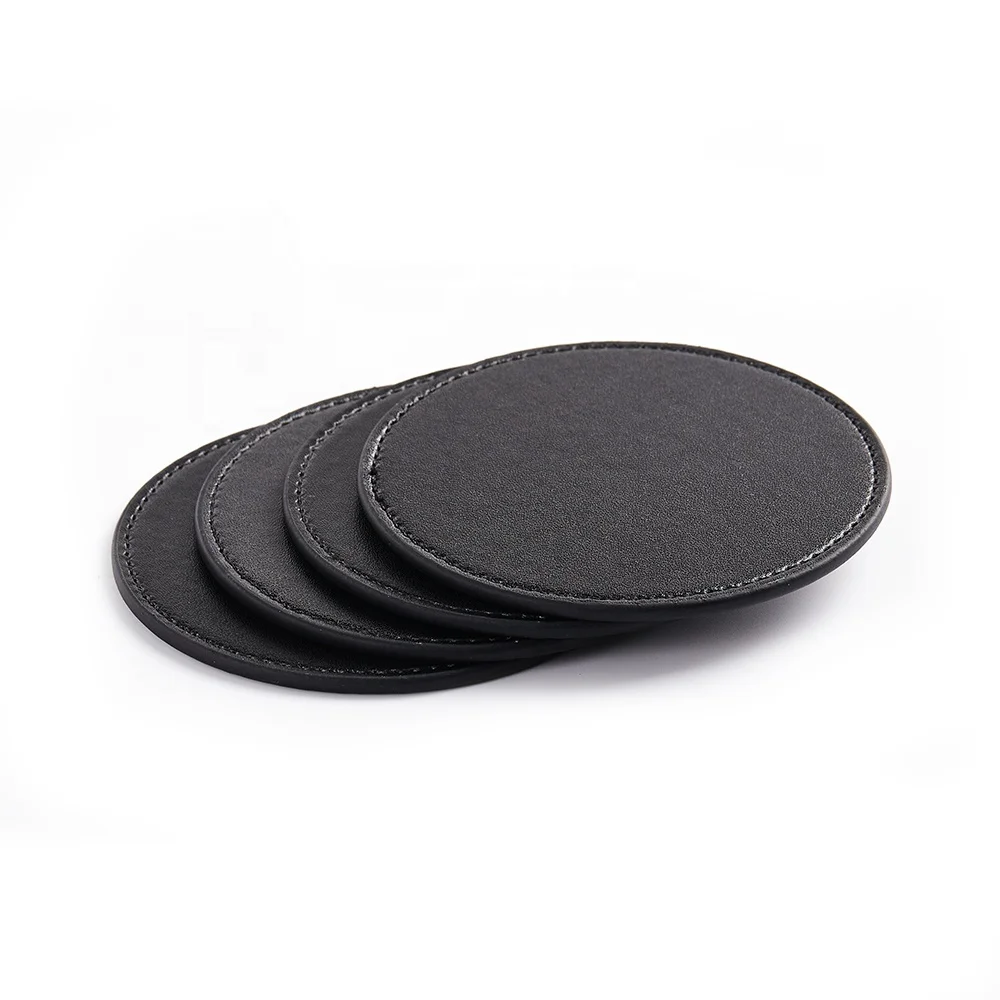 Black Wholesale Customized Round Place Mat Leather Luxury Dining Table Mats Set For Decoration