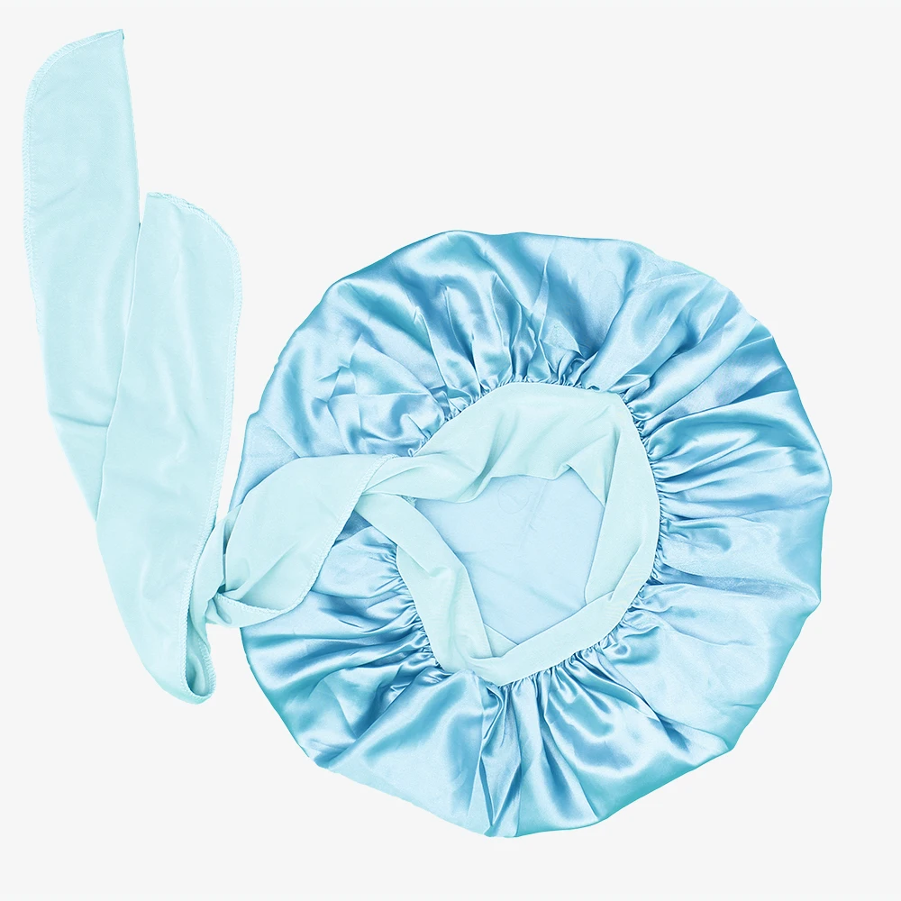 Satin Bonnets for Women Large Satin Silk Bonnet for Sleeping Satin Hair Bonnet for Sleeping with Tie Band Double Layer